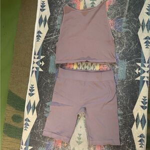 Free People mauve brown Sports Bra and Shorts Set